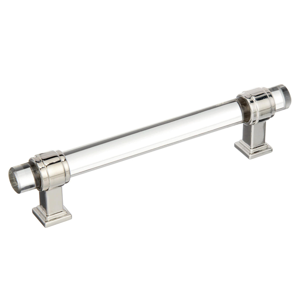 Amerock Cabinet Pull Clear/Polished Nickel 5-1/16 inch (128 mm) Center to Center Glacio 1 Pack Drawer Pull Drawer Handle Cabinet Hardware