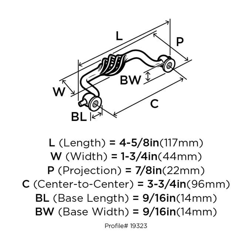 Amerock BP19323WN Village Classics 3-3/4 in (96 mm) Center-to-Center Weathered Nickel Cabinet Pull