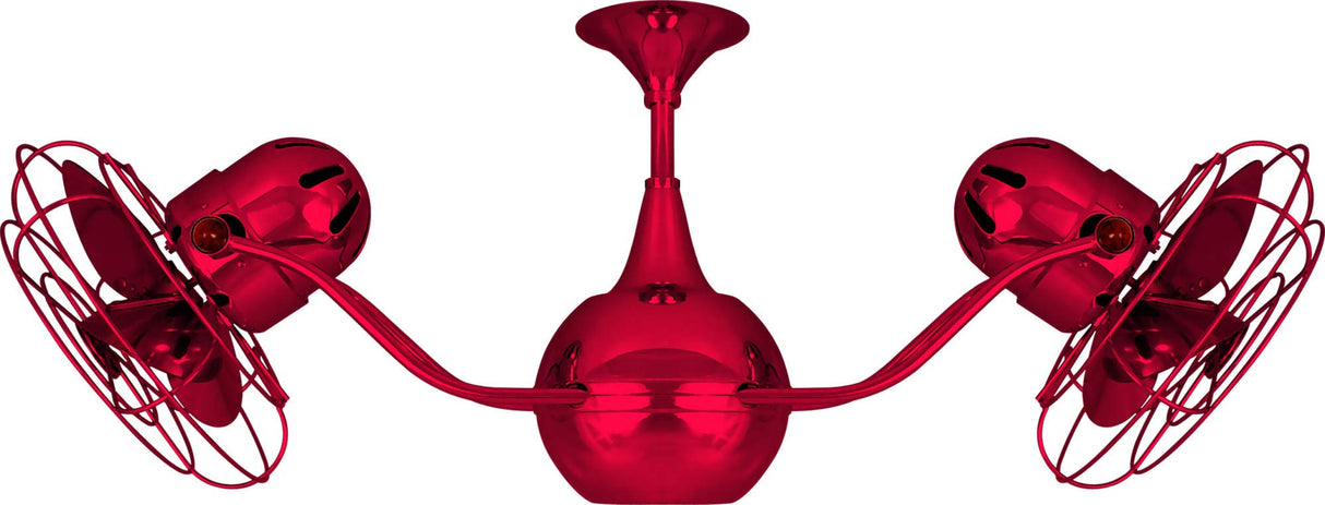 Matthews Fan VB-RED-MTL Vent-Bettina 360° dual headed rotational ceiling fan in Rubi (Red) finish with metal blades.