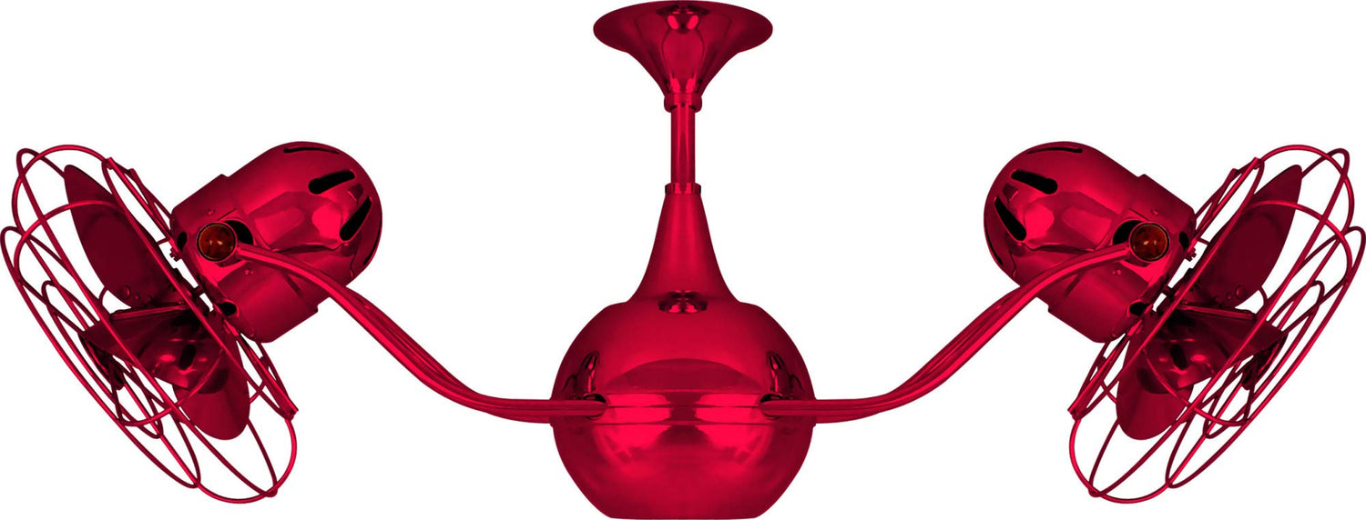 Matthews Fan VB-RED-MTL Vent-Bettina 360° dual headed rotational ceiling fan in Rubi (Red) finish with metal blades.