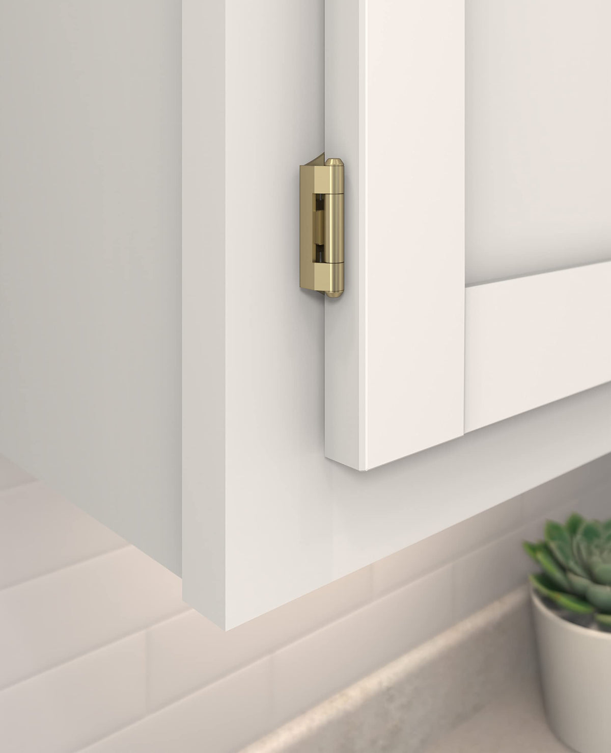 Amerock BPR7566BBZ Cabinet Hinge 1/4 in (6 mm) Overlay Self Closing Partial Wrap Golden Champagne Kitchen Cabinet Door Hinge 1 Pair/2 Pack Functional Hardware