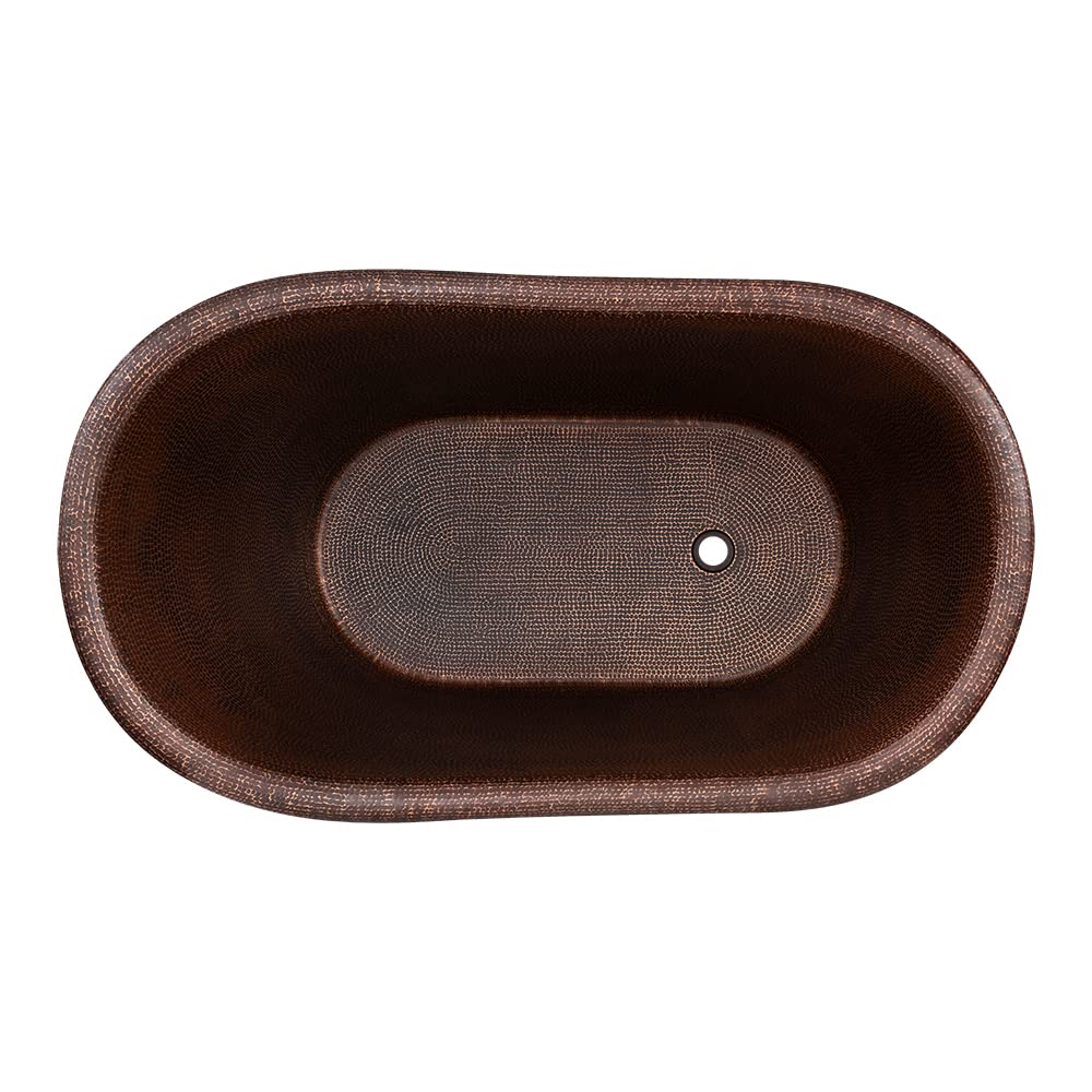 52" Hammered Copper Single Slipper Bathtub