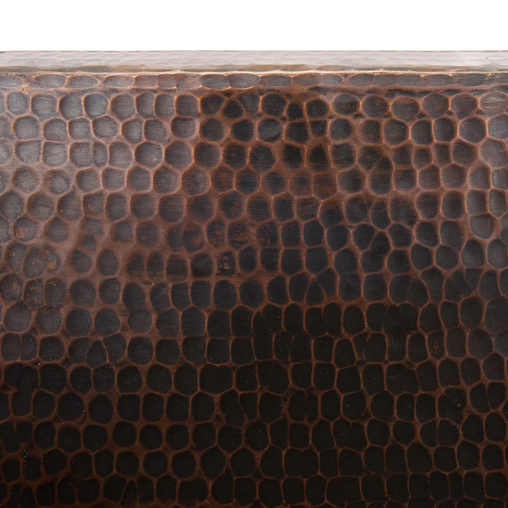 Premier Copper Products BS17DB 17-Inch Universal Large Square Hammered Copper Sink, Oil Rubbed Bronze