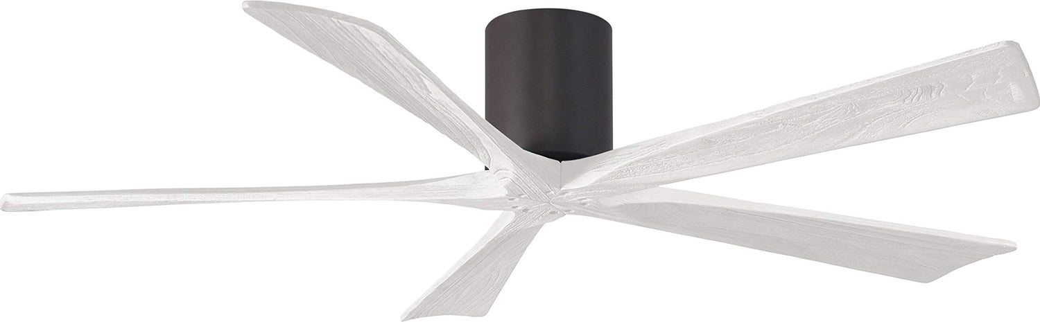 Matthews Fan IR5H-TB-MWH-60 Irene-5H five-blade flush mount paddle fan in Textured Bronze finish with 60” solid matte white wood blades.