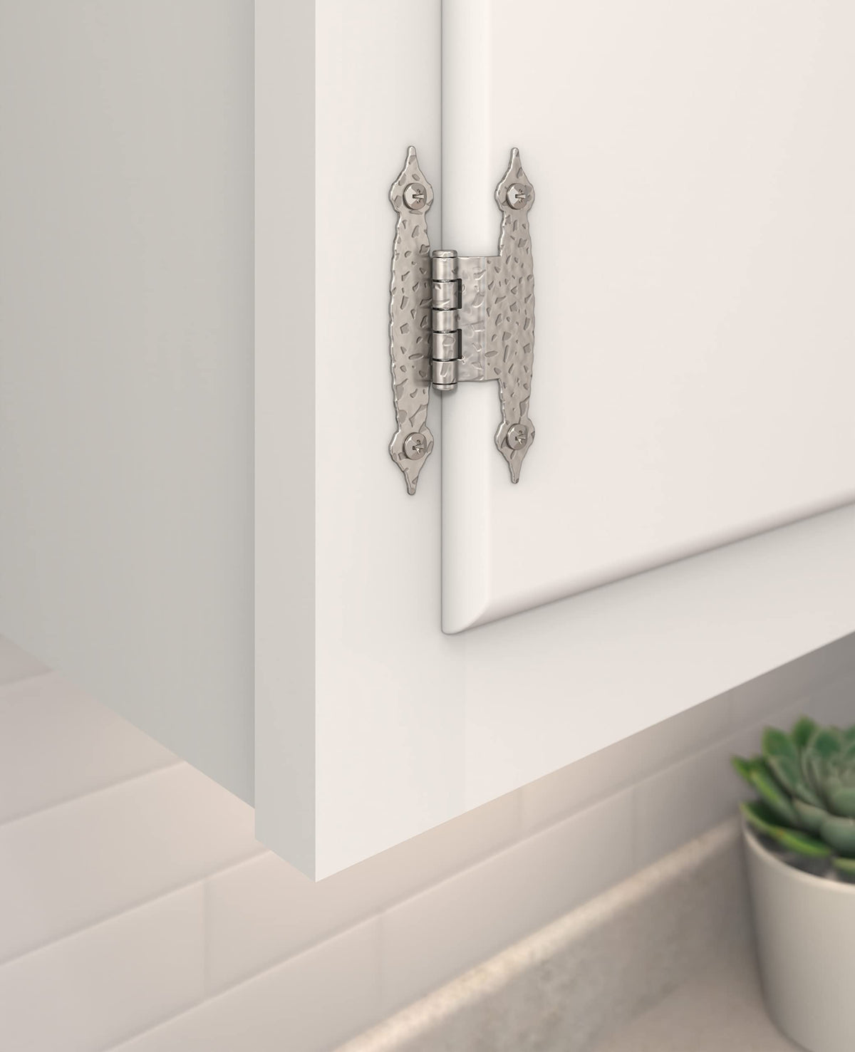 Amerock BPR3406G10 Cabinet Hinge 3/8 in (10 mm) Offset Non-Self Closing Face Mount Satin Nickel Kitchen Cabinet Door Hinge 1 Pair/2 Pack Functional Hardware