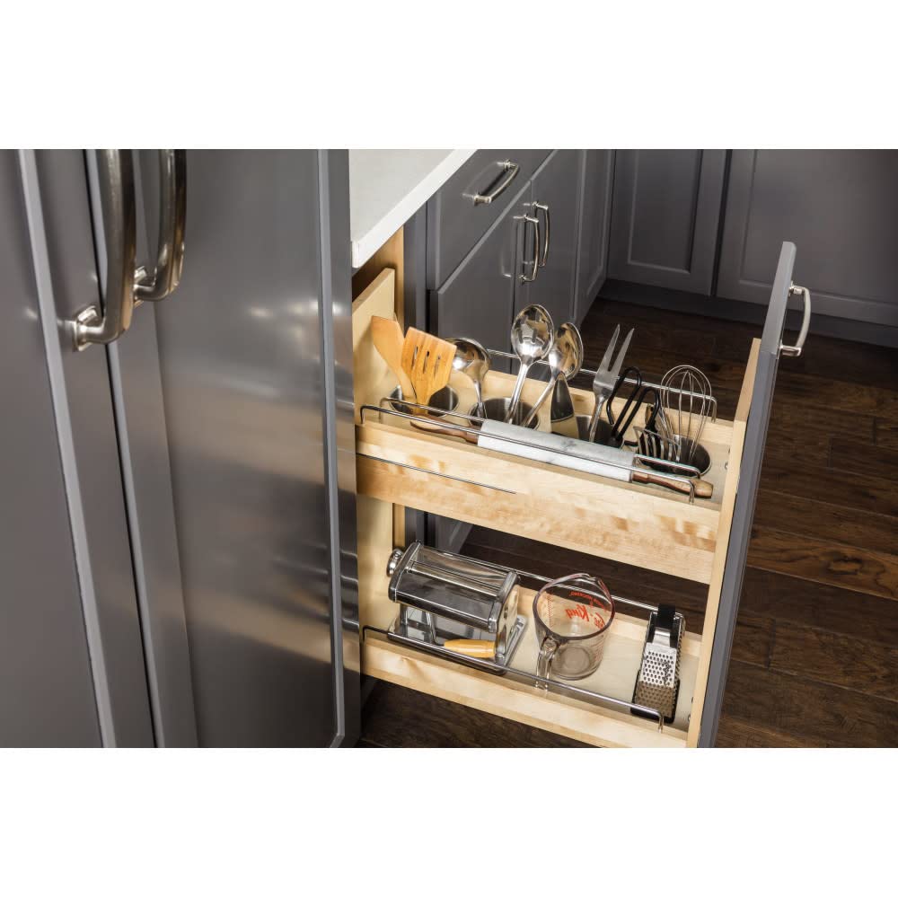 Hardware Resources UBPO-5SC 5" "No Wiggle" Utensil Bin Soft-close Base Cabinet Pullout, Pre-Assembled