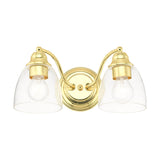 Livex Lighting 15132-02 Montgomery 2 Light Vanity Sconce, Polished Brass, 13.5 x 7, Clear
