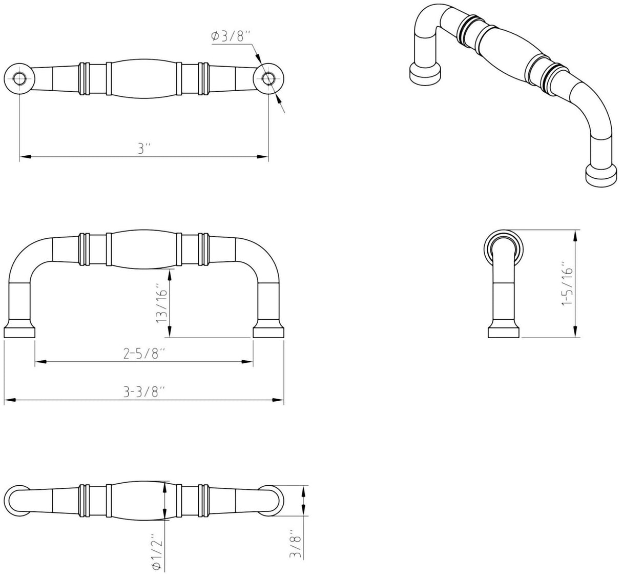 Jeffrey Alexander Z290-3-DACM 3" Center-to-Center Gun Metal Durham Cabinet Pull