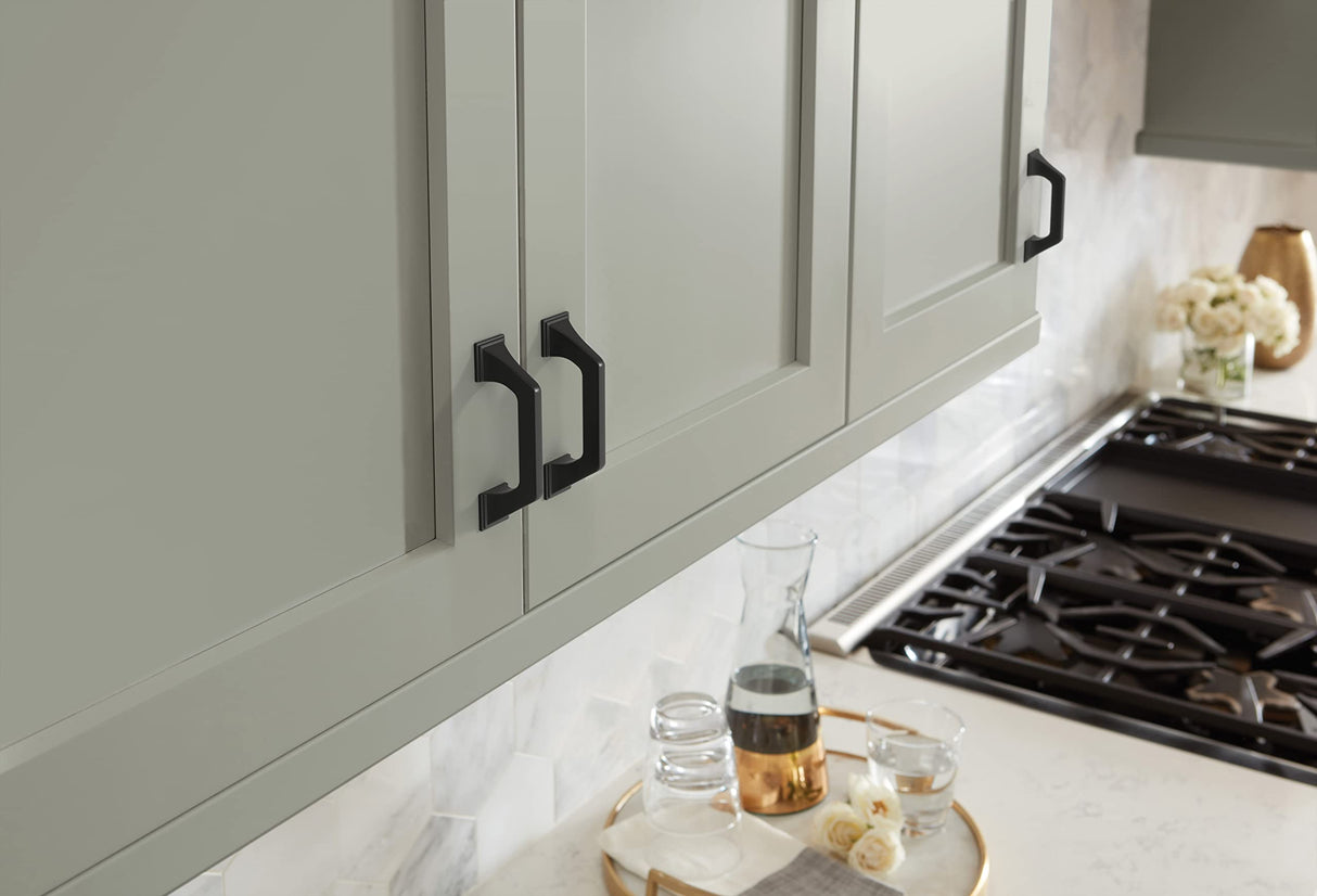 Amerock BP37375FB Matte Black Cabinet Pull 3 in (76 mm) Center-to-Center Cabinet Handle Exceed Drawer Pull Kitchen Cabinet Handle Furniture Hardware