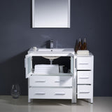 Fresca FVN62-3012WH-UNS Fresca Torino 42" White Modern Bathroom Vanity w/ Side Cabinet & Integrated Sink
