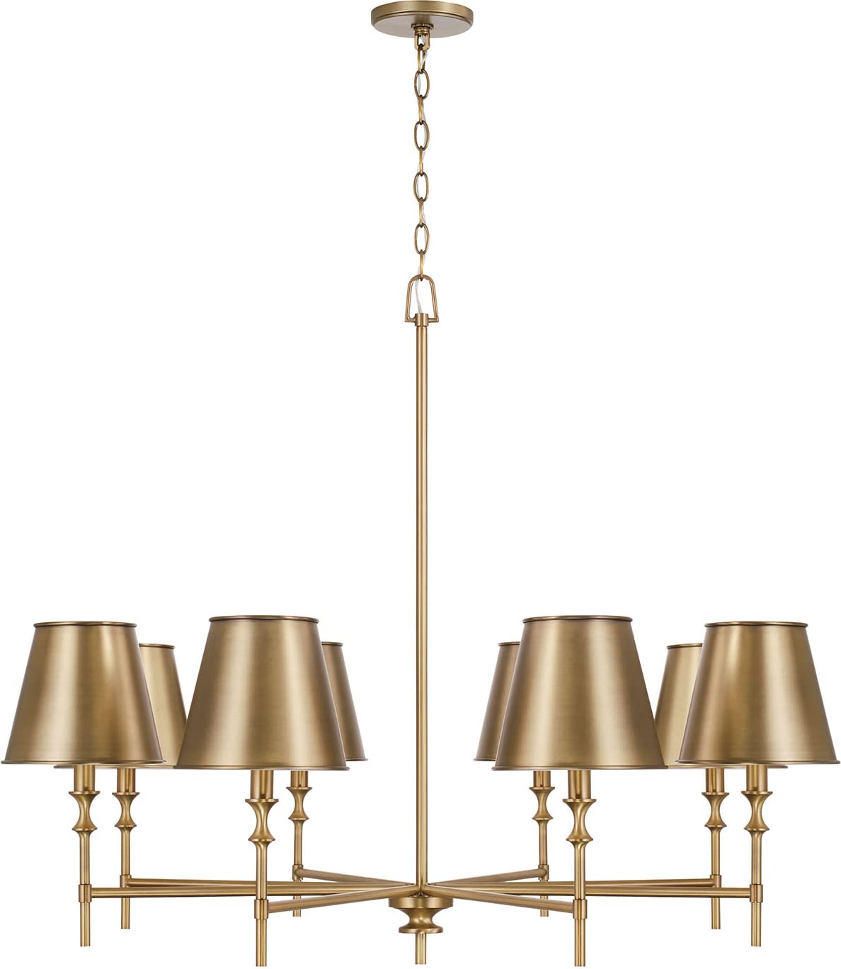 Capital Lighting 449781AD-707 Whitney 8 Light Chandelier Aged Brass