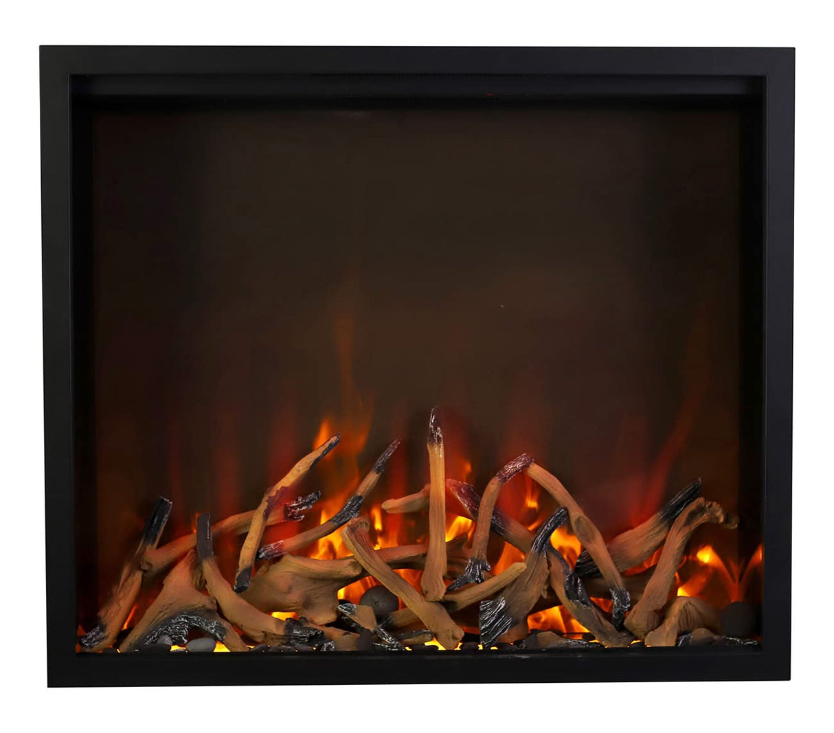 Amantii TRD-48 Traditional Smart Electric 48" Indoor / Outdoor WiFi Enabled Insert, Featuring a Multi Function Remote Control, Multi Flame Speeds, and Two 10 Piece Birch Log Set