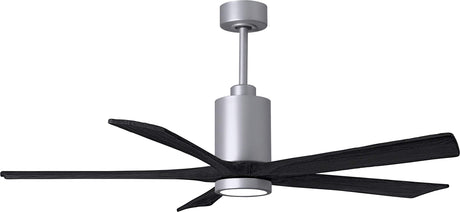 Matthews Fan PA5-BN-BK-60 Patricia-5 five-blade ceiling fan in Brushed Nickel finish with 60” solid matte black wood blades and dimmable LED light kit 