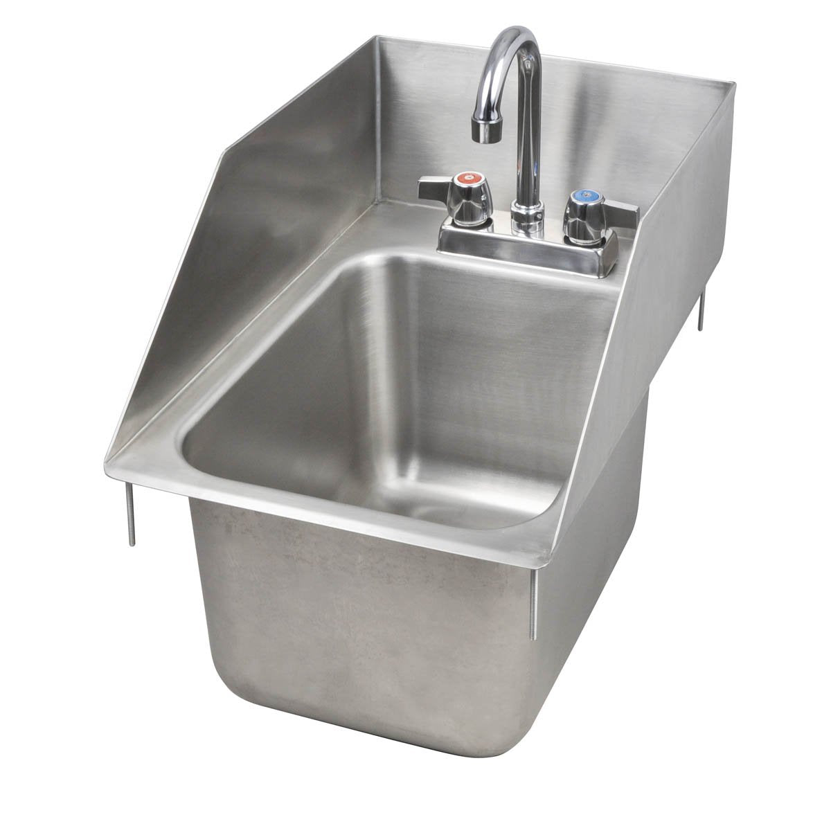 John Boos PB-DISINK101410-P-SSLR Deck Mount Pro-Bowl Drop-In Hand Sink, 14" Length x 10" Width Depth, PBF-4-D Faucet, Left and Right Side Splash
