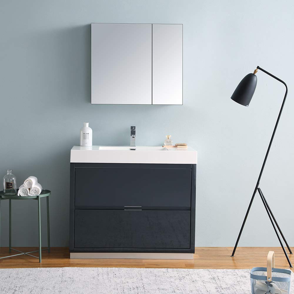 Fresca FVN8442GG Fresca Valencia 40" Dark Slate Gray Free Standing Modern Bathroom Vanity w/ Medicine Cabinet
