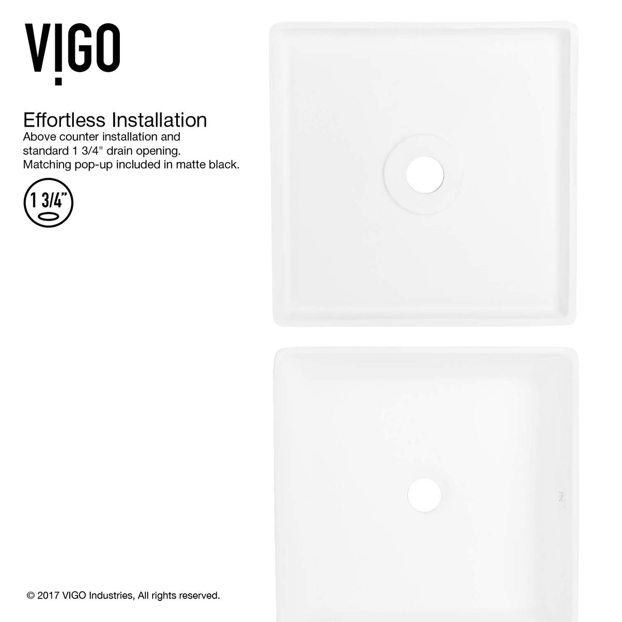 VIGO VGT1092MB 14.5" L -14.5" W -11.63" H Handmade Matte Stone Square Vessel Bathroom Sink Set in Matte White Finish with Matte Black Single-Handle Waterfall Single Hole Faucet and Pop Up Drain