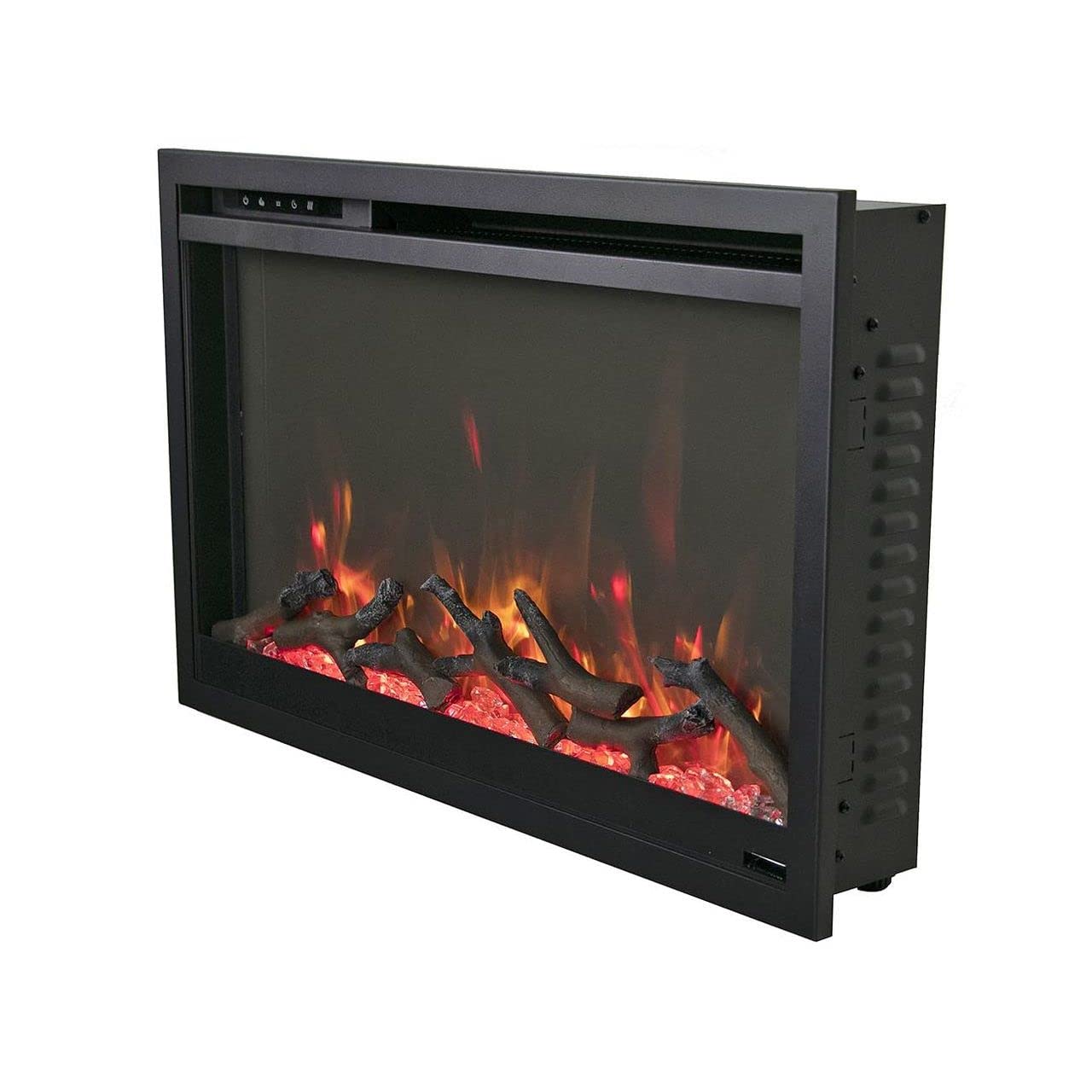 Amantii TRD-30-XS Traditional Xtraslim Smart Electric 30" WiFi Enabled Fireplace, Featuring a Multi Function Remote Control, Multi Flame Speeds and Clear Glass Media