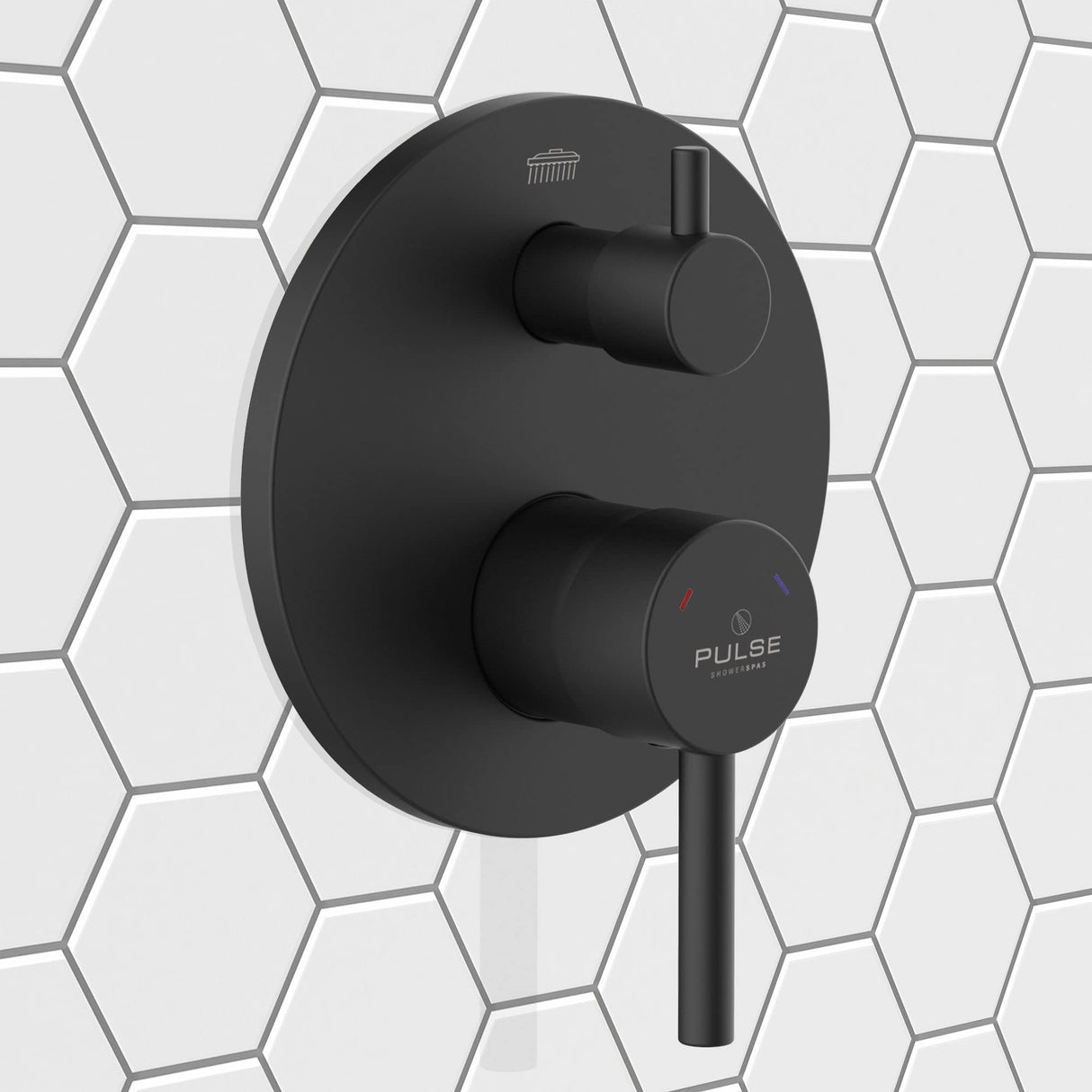 PULSE ShowerSpas 3005-RIVD-MB Two Way Tru-Temp Pressure Balance 1/2" Rough-In Valve with Matte Black Trim Kit