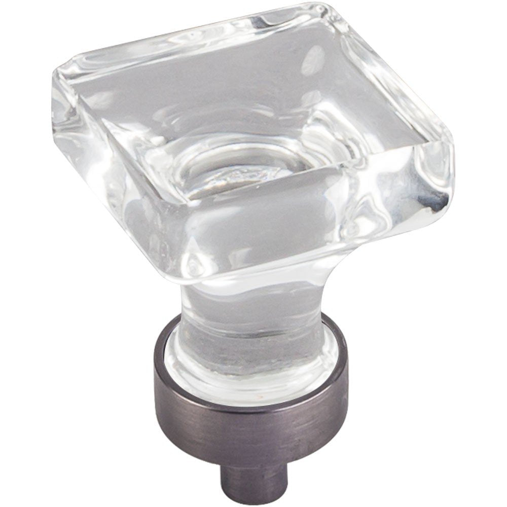 Jeffrey Alexander G140BNBDL 1" Overall Length Brushed Pewter Square Glass Harlow Cabinet Knob