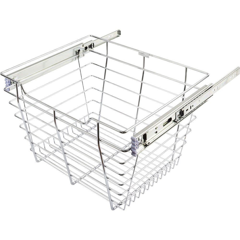 Hardware Resources POB1-141711CH Chrome Closet Pullout Basket with Slides 14"D x 17"W x 11"H