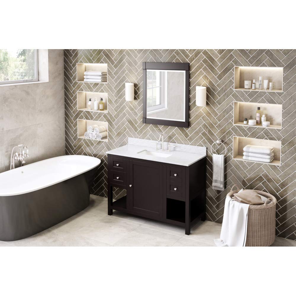 Jeffrey Alexander VKITAST48ESWCR 48" Espresso Astoria Vanity, White Carrara Marble Vanity Top, undermount rectangle bowl