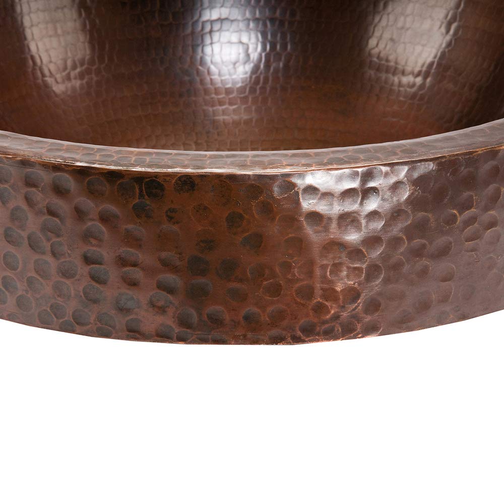Premier Copper Products VO18SKDB 18" Oval Skirted Vessel Hammered Copper Sink