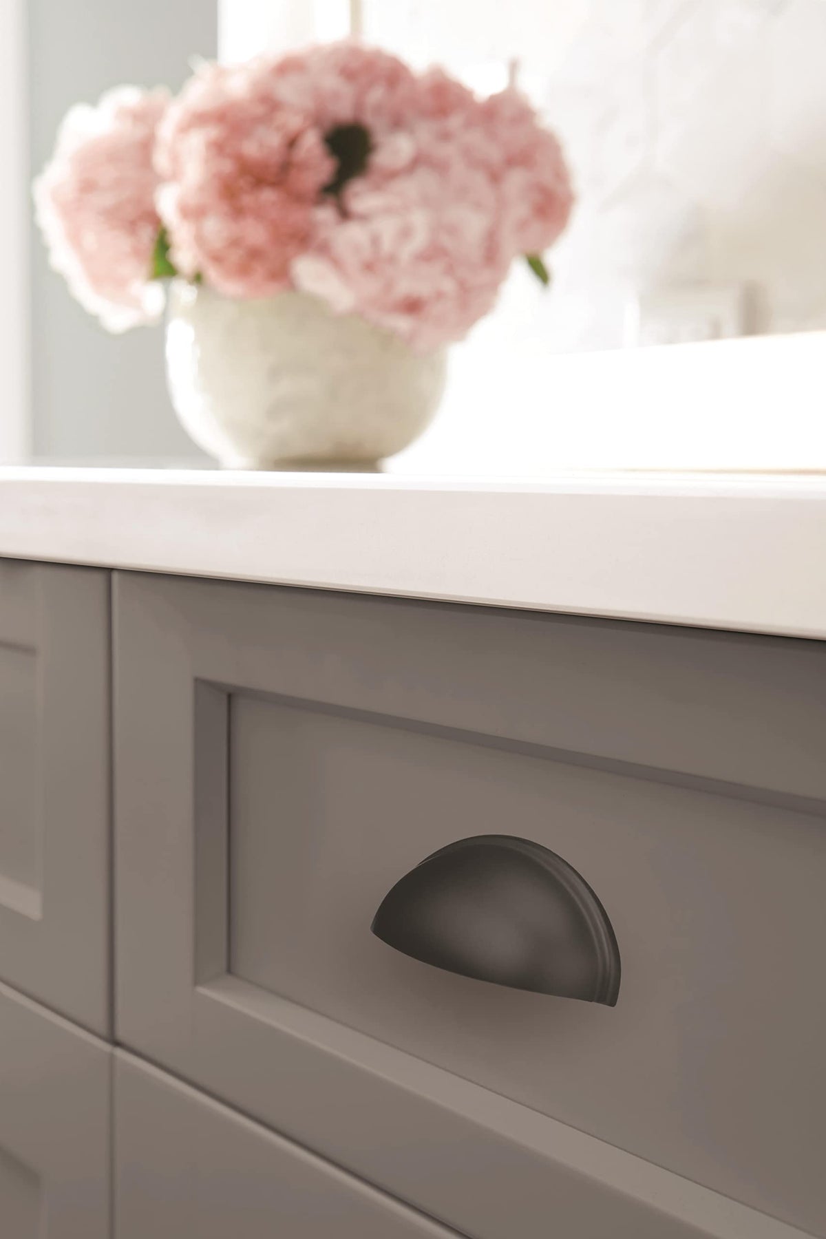 Amerock Cabinet Cup Pull Matte Black 3 inch (76 mm) Center-to-Center Ravino 1 Pack Drawer Pull Drawer Handle Cabinet Hardware