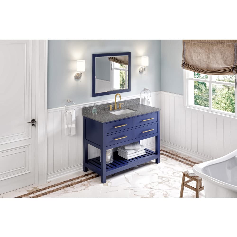 Jeffrey Alexander VKITWAV48BLBOR 48" Hale Blue Wavecrest Vanity, Boulder Cultured Marble Vanity Top, undermount rectangle bowl