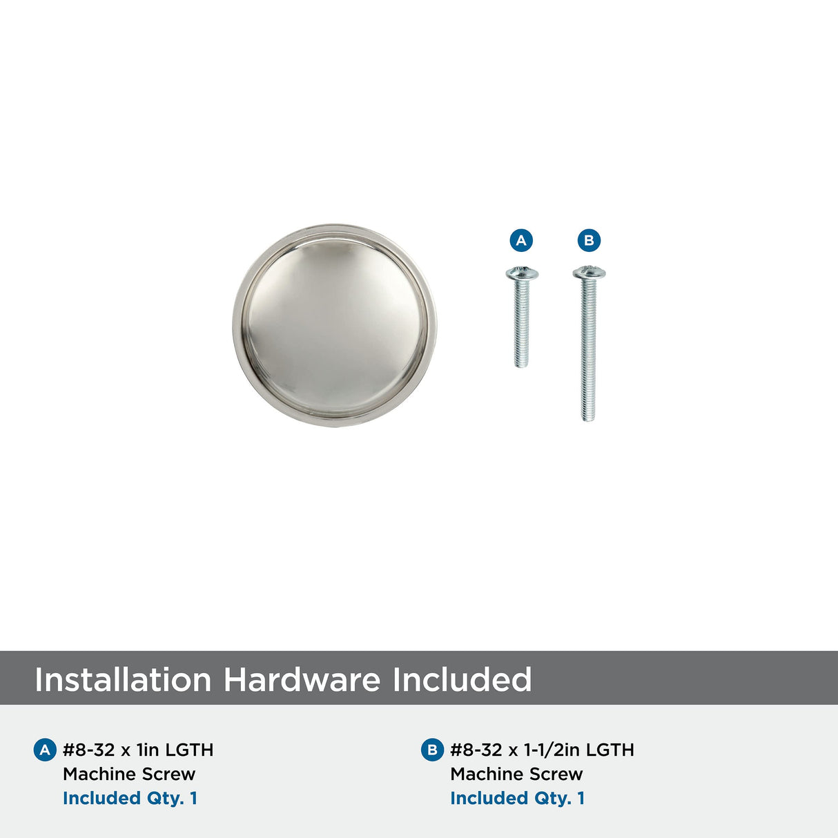 Amerock Cabinet Knob Polished Nickel 1-3/16 inch (30 mm) Diameter Westerly 1 Pack Drawer Knob Cabinet Hardware