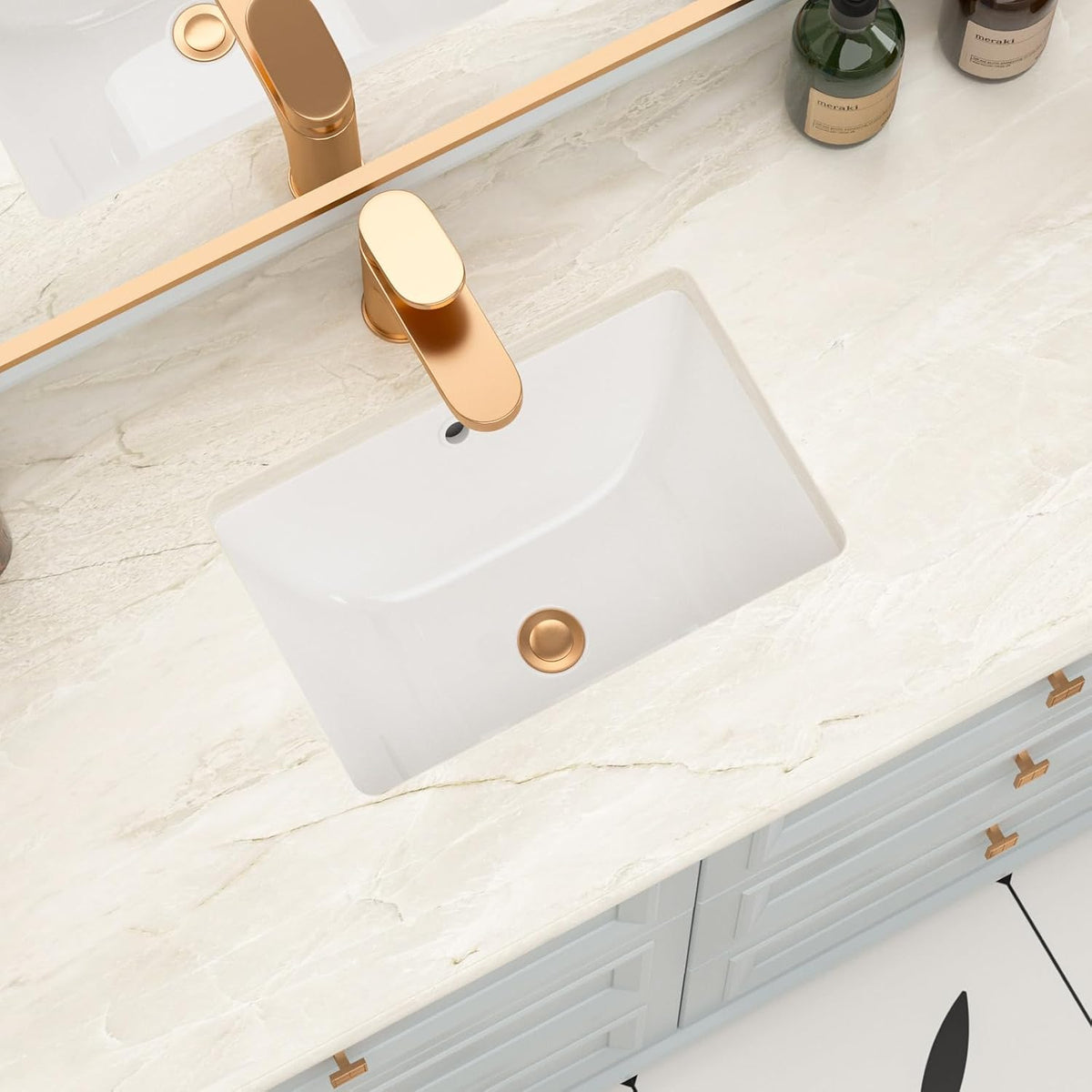 Small Undermount Bathroom Sink 16 x 10 White Rectangle UB0116