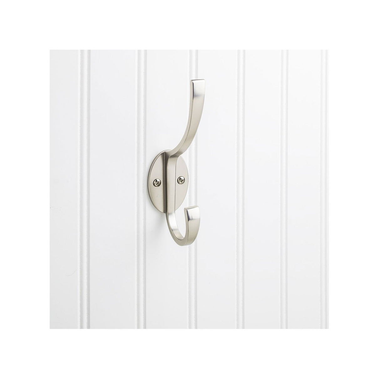 Elements YD55-587SN 5-7/8" Satin Nickel Flared Transitional Double Prong Wall Mounted Hook