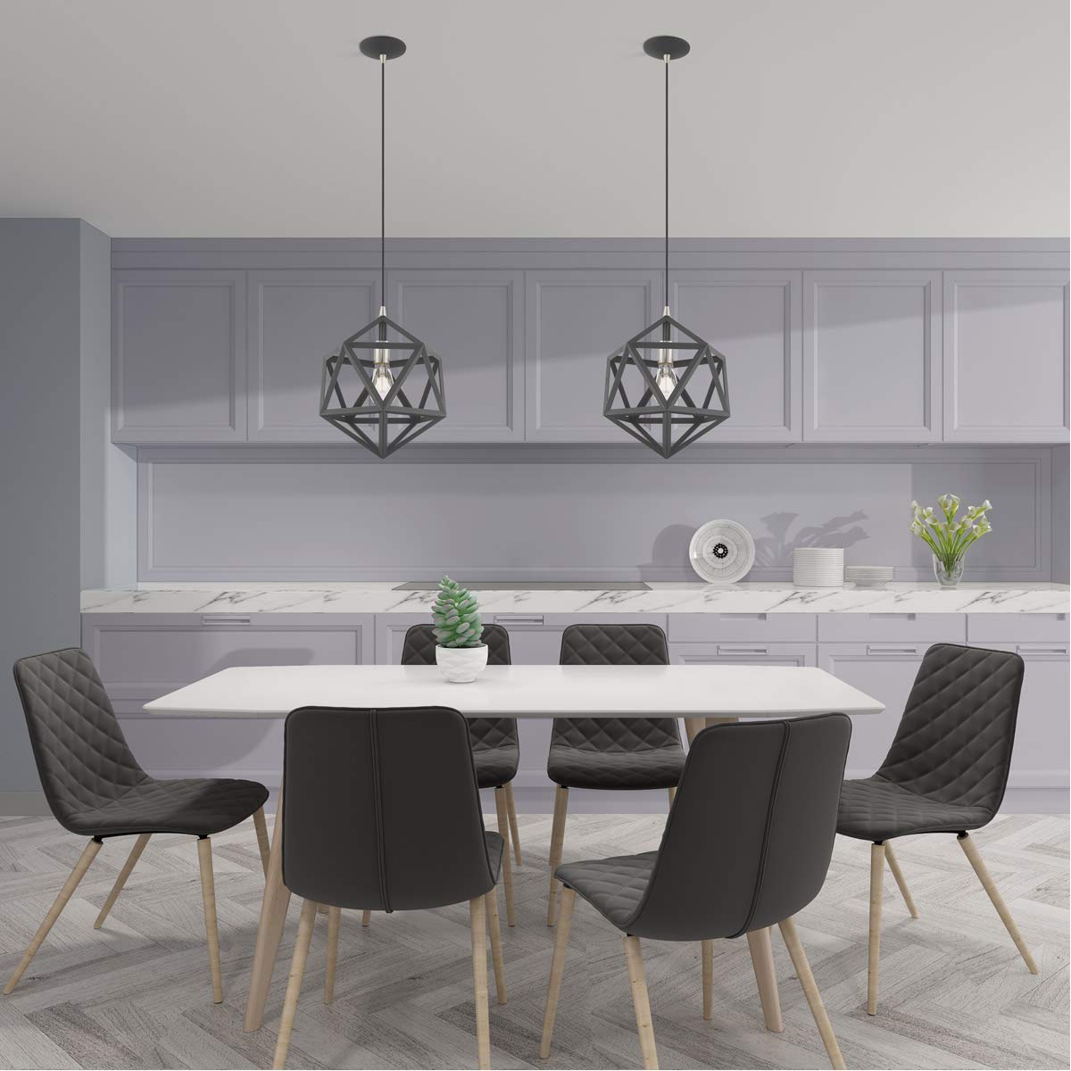 Livex Lighting 41328-76 Geometric Shade - 13" One Light Mini Pendant, Scandinavian Gray Finish with Scandinavian Gray Metal Shade