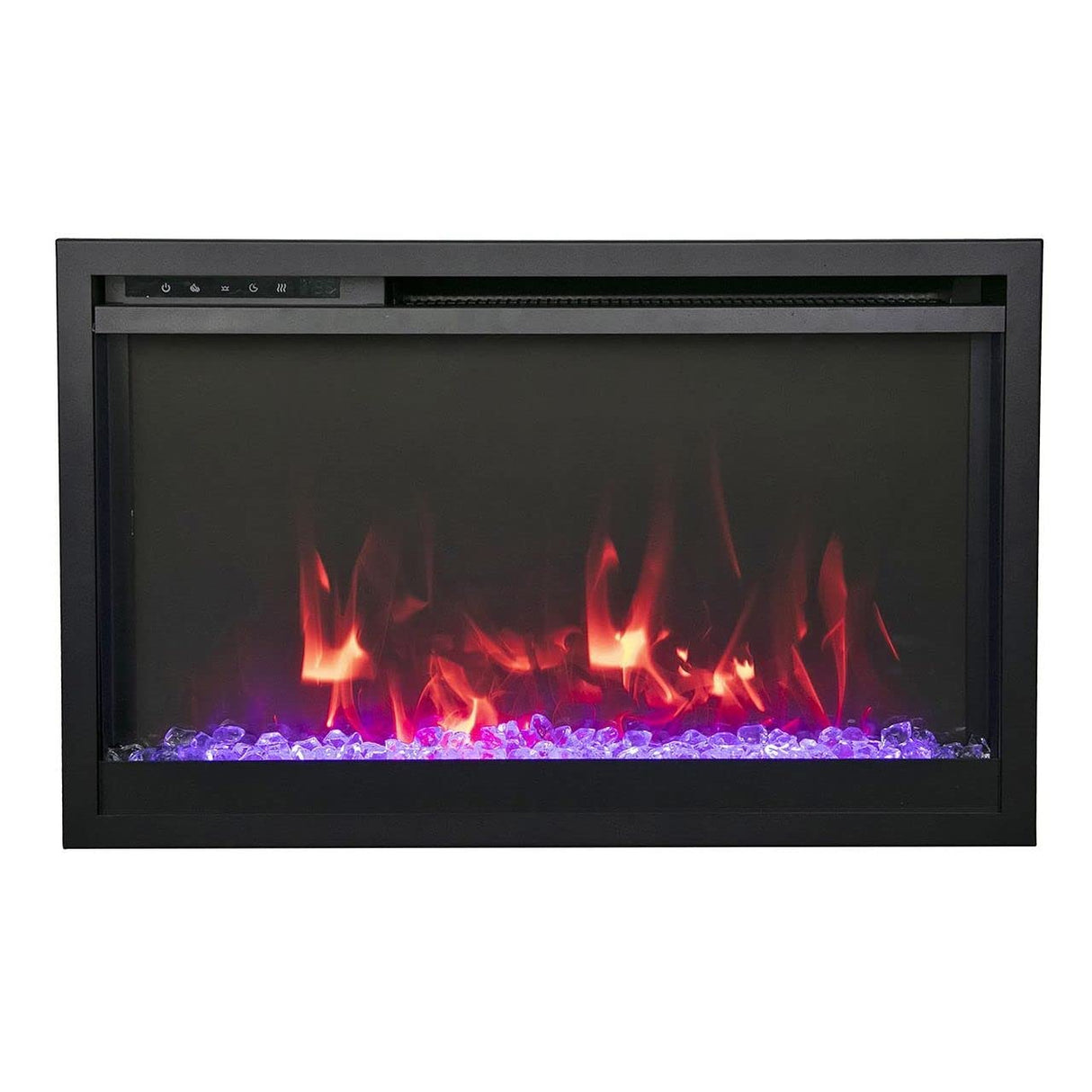 Amantii TRD-30-XS Traditional Xtraslim Smart Electric 30" WiFi Enabled Fireplace, Featuring a Multi Function Remote Control, Multi Flame Speeds and Clear Glass Media