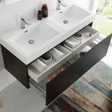 Fresca FVN8012TK Fresca Mezzo 48" Teak Wall Hung Double Sink Modern Bathroom Vanity w/ Medicine Cabinet