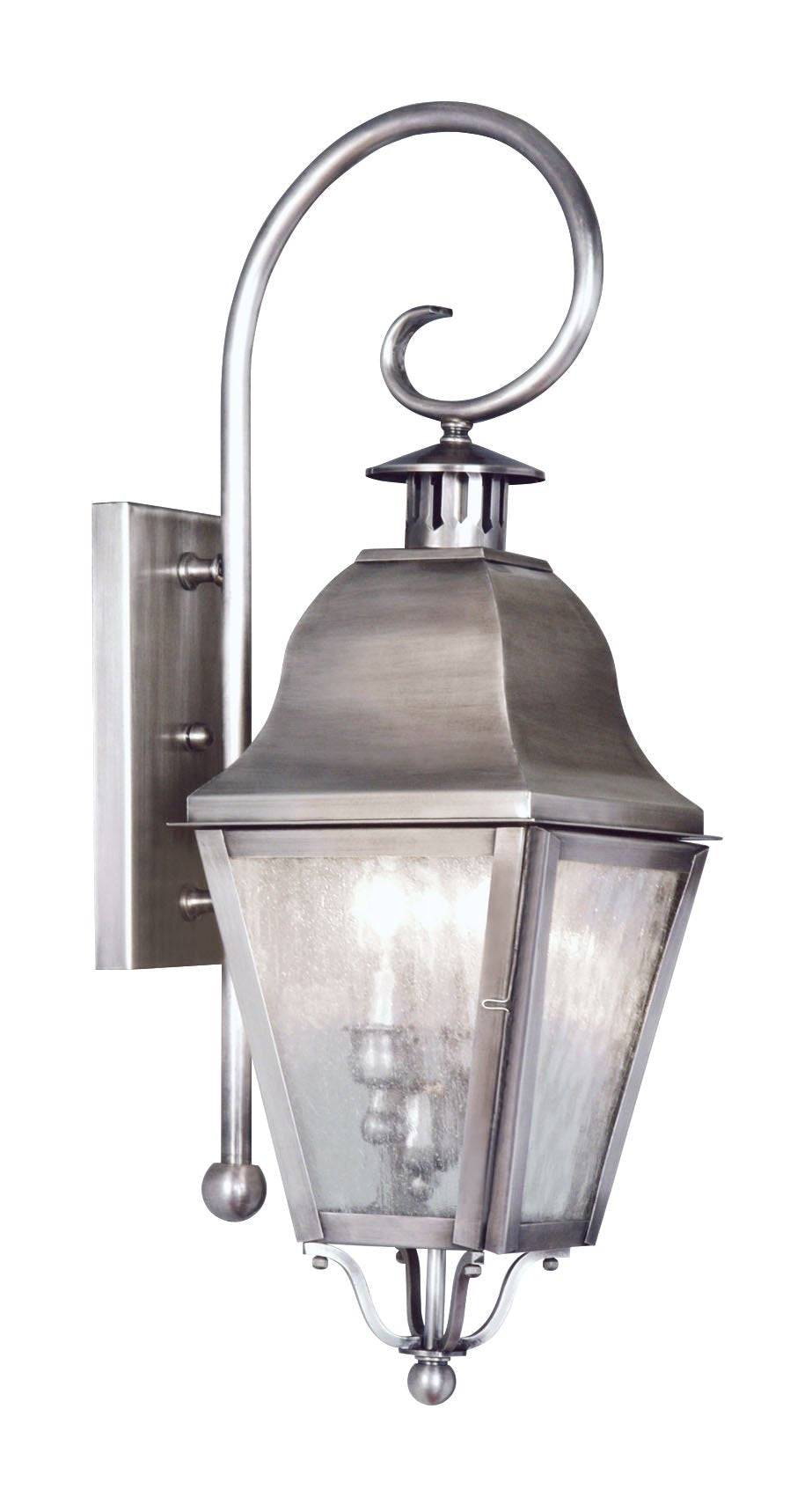 Livex Lighting 2551-29 Outdoor Wall Lantern with Seeded Glass Shades, Vintage Pewter