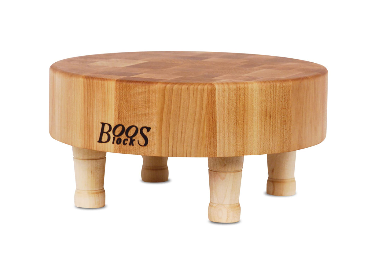 John Boos MCR1 Block Round Maple Wood End Grain Chopping with Feet, 12 Inches x 3 12DIAX3 MPL-END GR-FT-MINI BLOCK