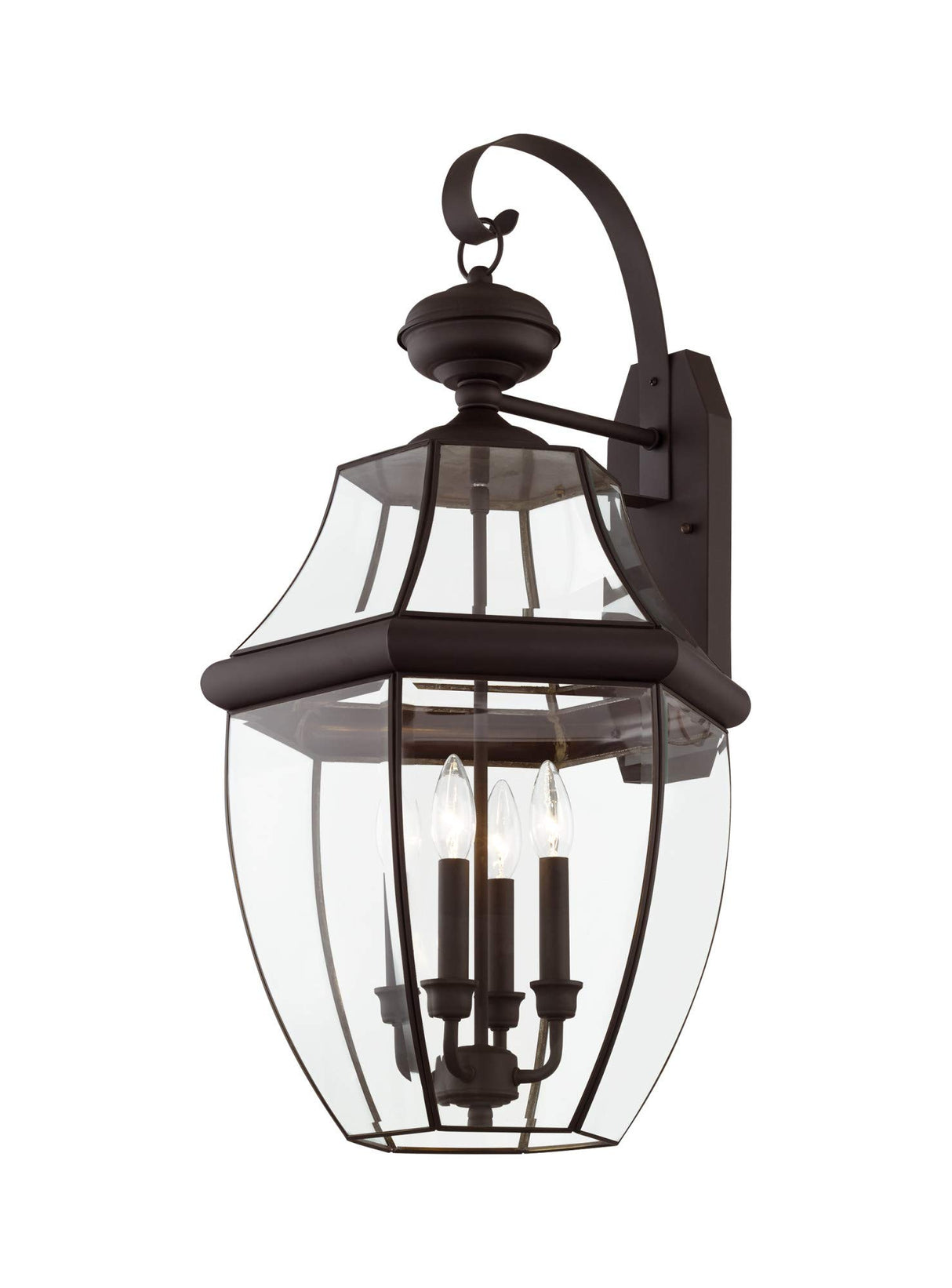 Livex Lighting 2356-02 Outdoor Wall Lantern with Clear Beveled Glass Shades, Polished Brass