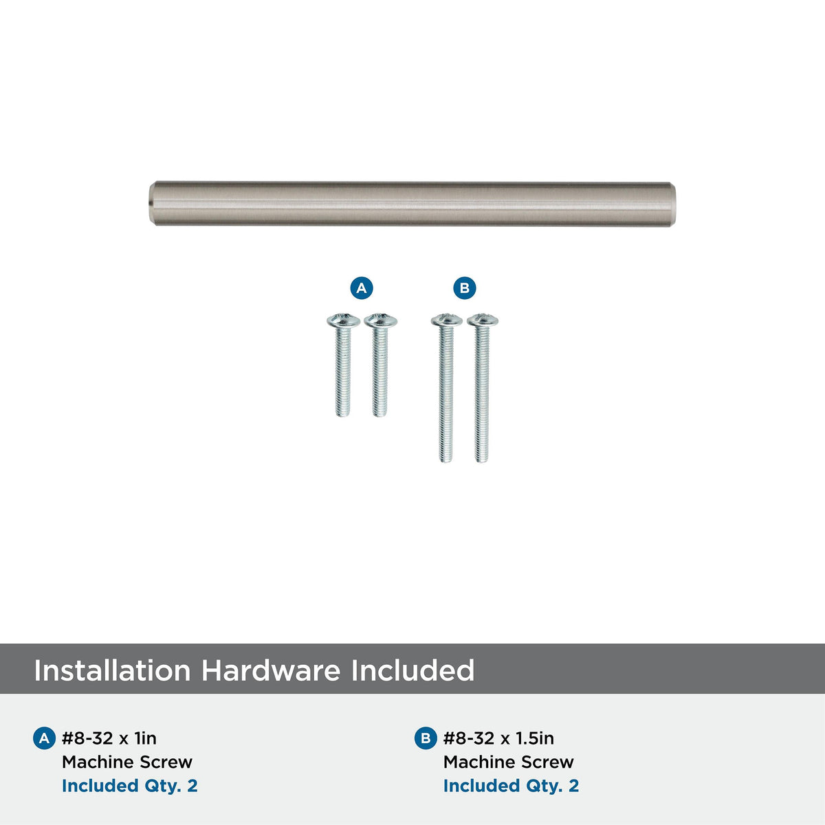 Amerock Cabinet Pull Sterling Nickel 3 inch (76 mm) Center to Center Bar Pulls 1 Pack Drawer Pull Drawer Handle Cabinet Hardware