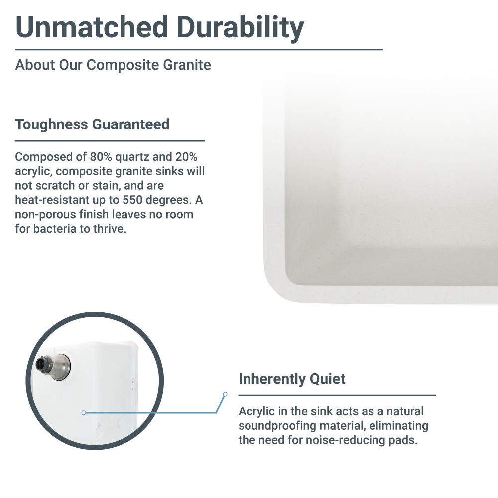 R3-1002-IVR-ST-CGF Ivory Equal Double Bowl Quartz Kitchen Sink with Two Grids and Matching Colored Strainer and Flange