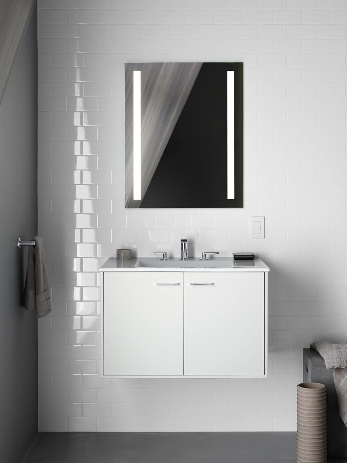 Kohler Verdera 24" x 30" Lighted Single Door Medicine Cabinet with Three Shelves, Built-in Outlets and Flip Out Magnifying Mirror - CA Title 24 Compliant