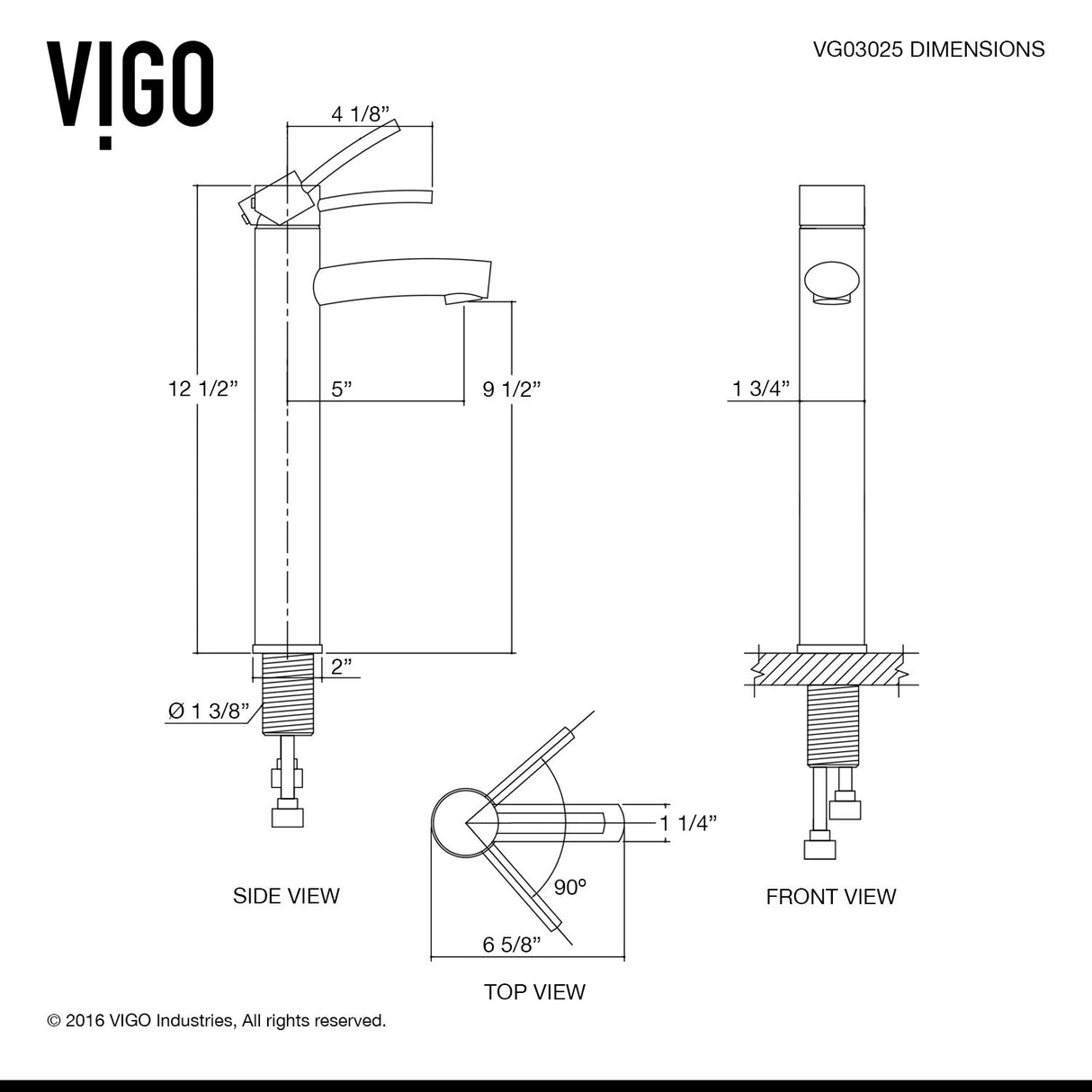 VIGO Milo 12.5 inch H Single Hole Single Handle Bathroom Faucet in Brushed Nickel - Vessel Sink Faucet VG03025BN