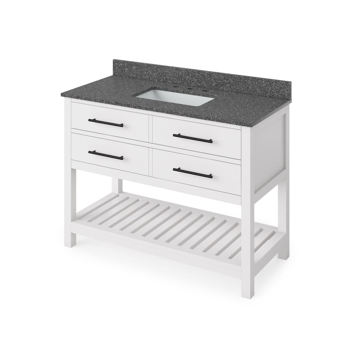 Jeffrey Alexander VKITWAV48WHBOR 48" White Wavecrest Vanity, Boulder Cultured Marble Vanity Top, undermount rectangle bowl