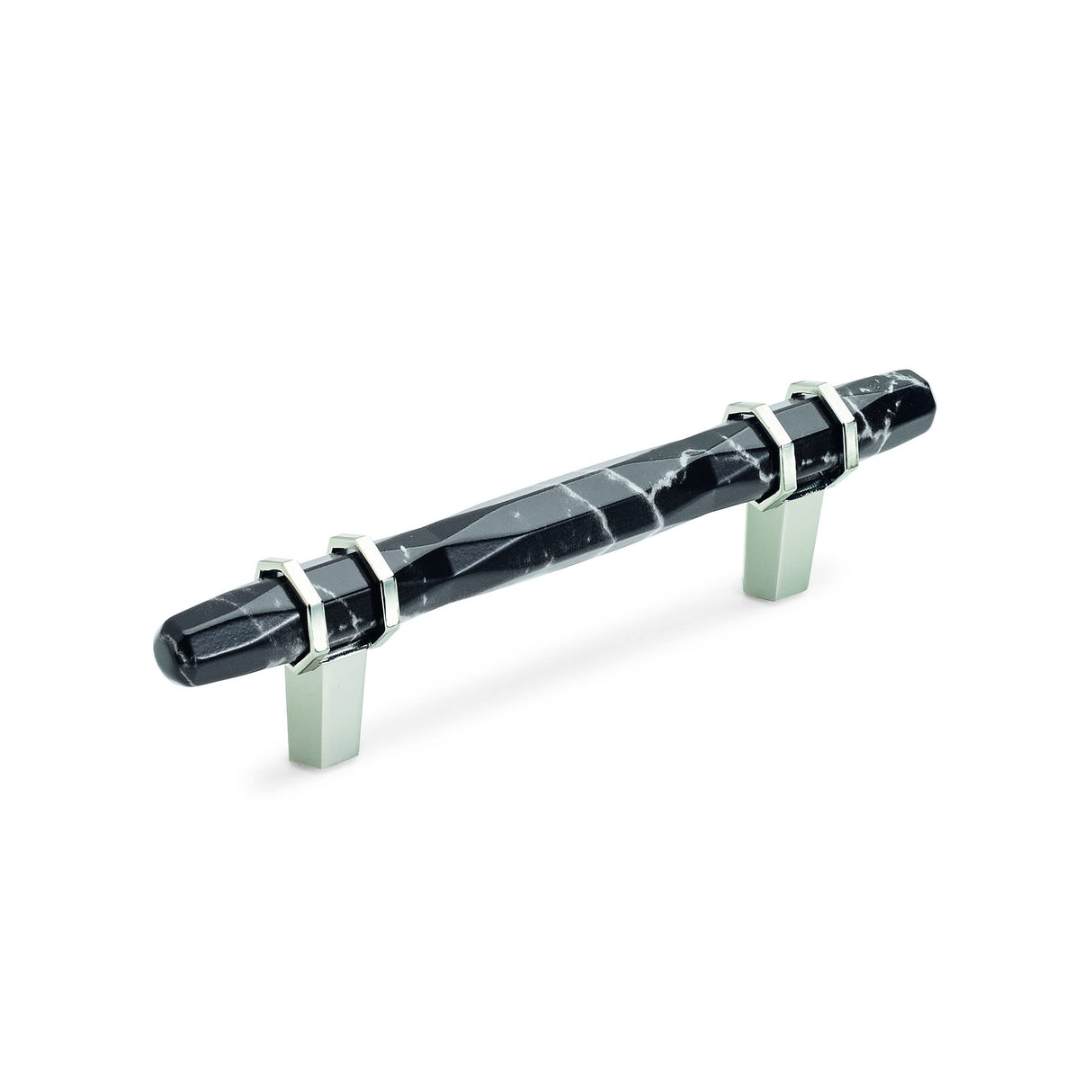Amerock BP36648MBKPN Carrione Cabinet Pull, 3-3/4 in (96 mm) Center-to-Center, Marble Black/Polished Nickel