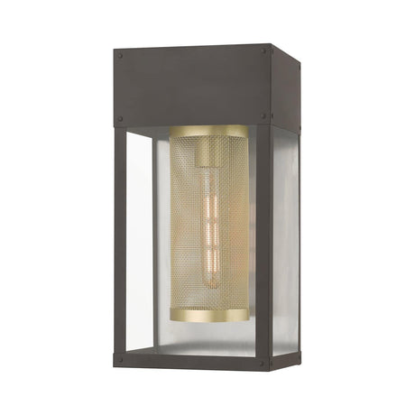 Livex Lighting 20762-07 Franklin - 1 Light Outdoor Wall Lantern in Nautical Style-16 Inches Tall and 8 Inches Wide, Finish Color: Bronze/Soft Gold/Brushed Nickel Stainless Steel