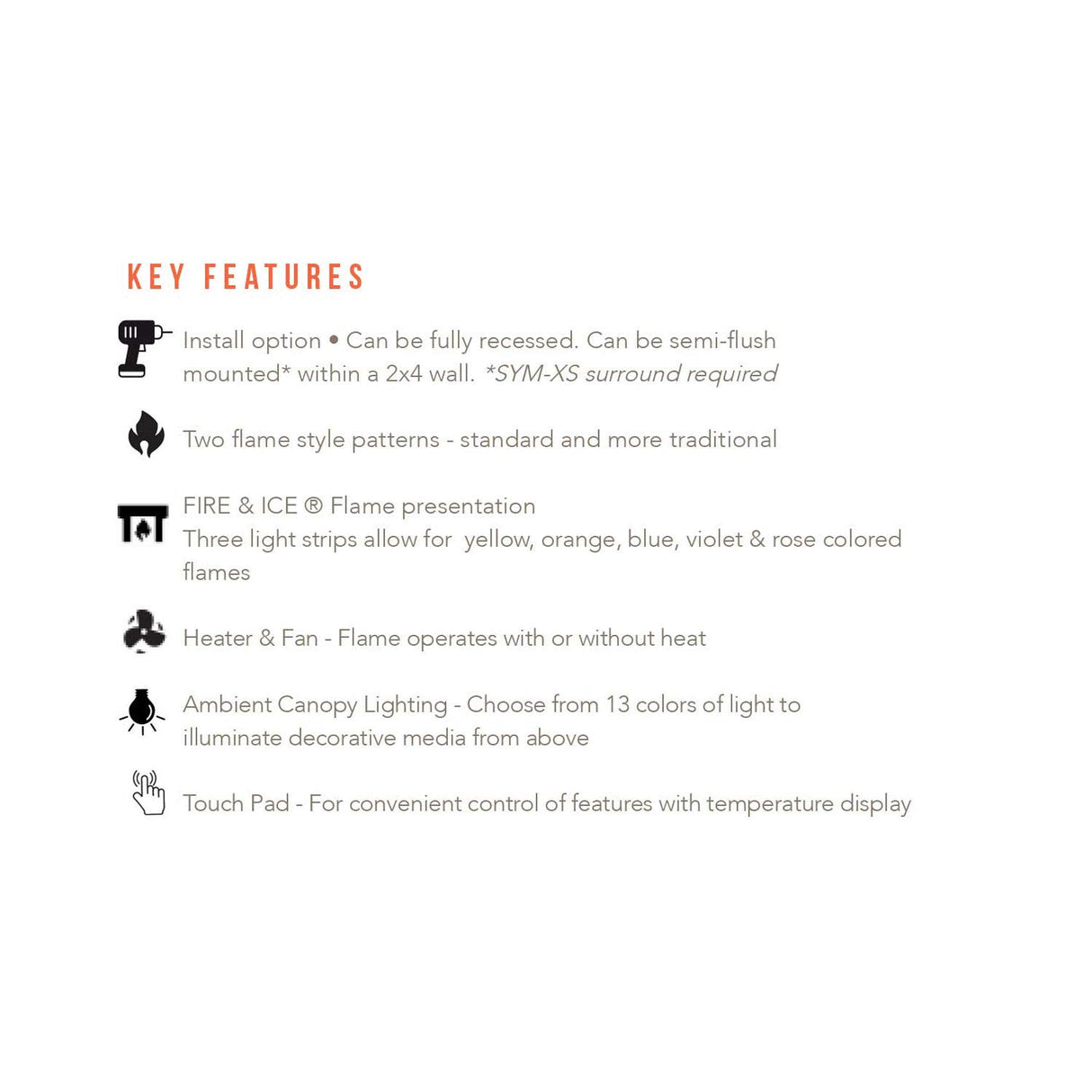 Amantii SYM-50 Symmetry Smart Electric  50" Indoor / Outdoor WiFi Enabled Built In Fireplace, Featuring a MultiFunction Remote Control , Multi Speed Flame Motor and a 10 piece Birch Log Set