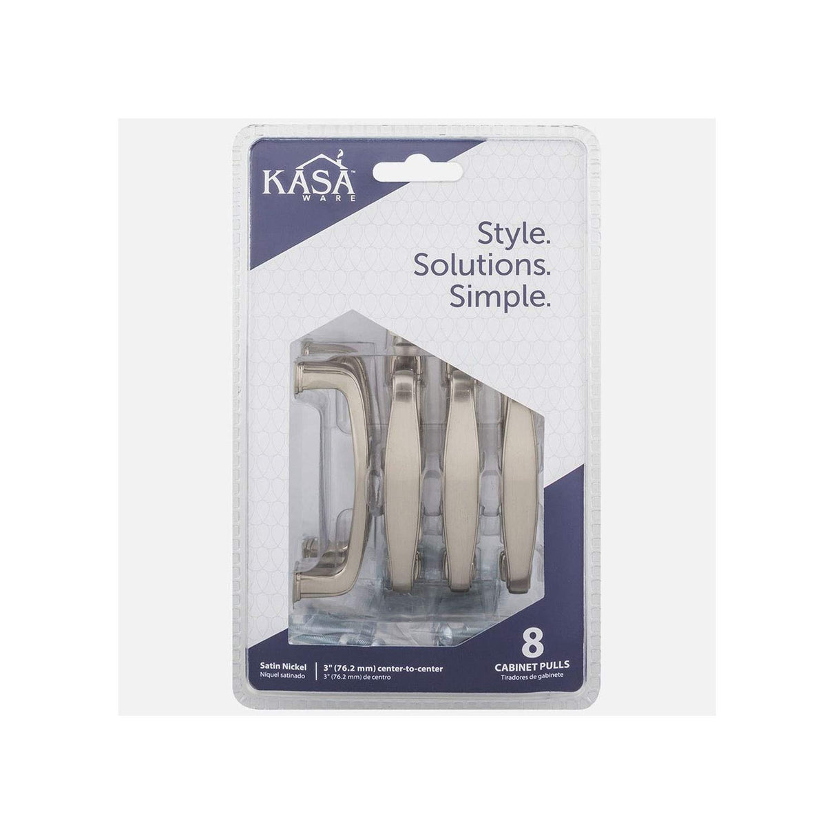 KasaWare K1213SN-8 3-1/2" Overall Length Plain Square Pull, 8-pack