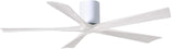 Matthews Fan IR5H-WH-MWH-60 Irene-5H five-blade flush mount paddle fan in Gloss White finish with 60” solid matte white wood blades. 