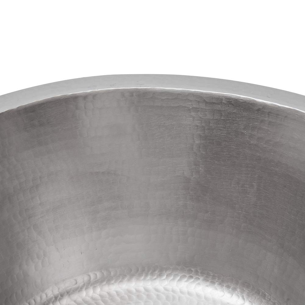 Premier Copper Products BR16EN3 16-Inch Round Hammered Copper Prep Sink in Nickel w/ 3.5-Inch Drain Size