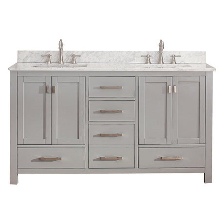Avanity Modero 61 in. Double Vanity in Chilled Gray finish with Carrara White Marble Top