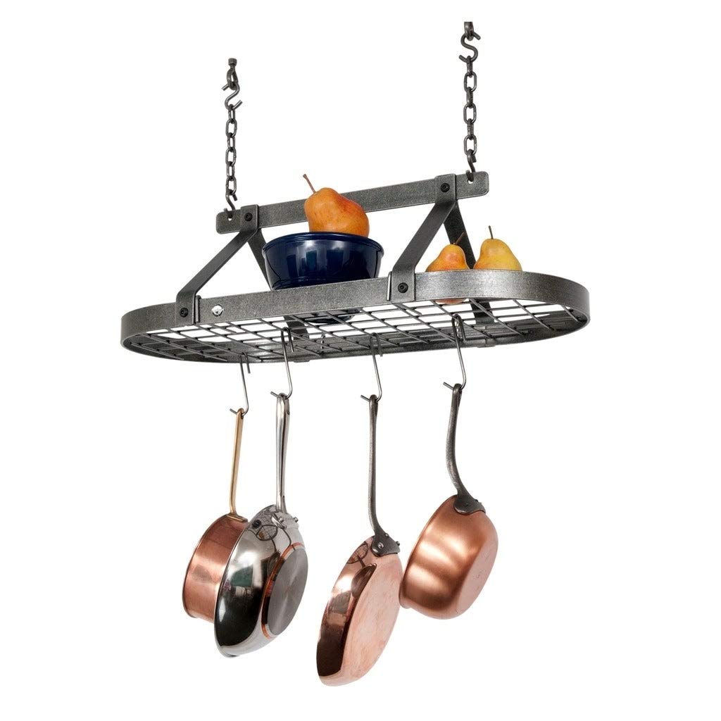 Enclume DR4 HS Classic Oval Ceiling Pot Rack w/ 12 Hooks HS